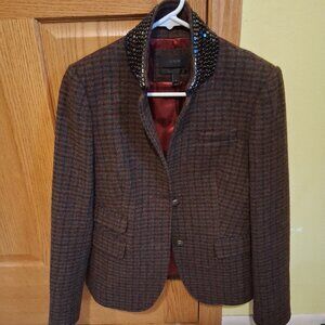 Rare J. Crew Houndstooth Schoolboy Blazer with Embellished Collar - size 4